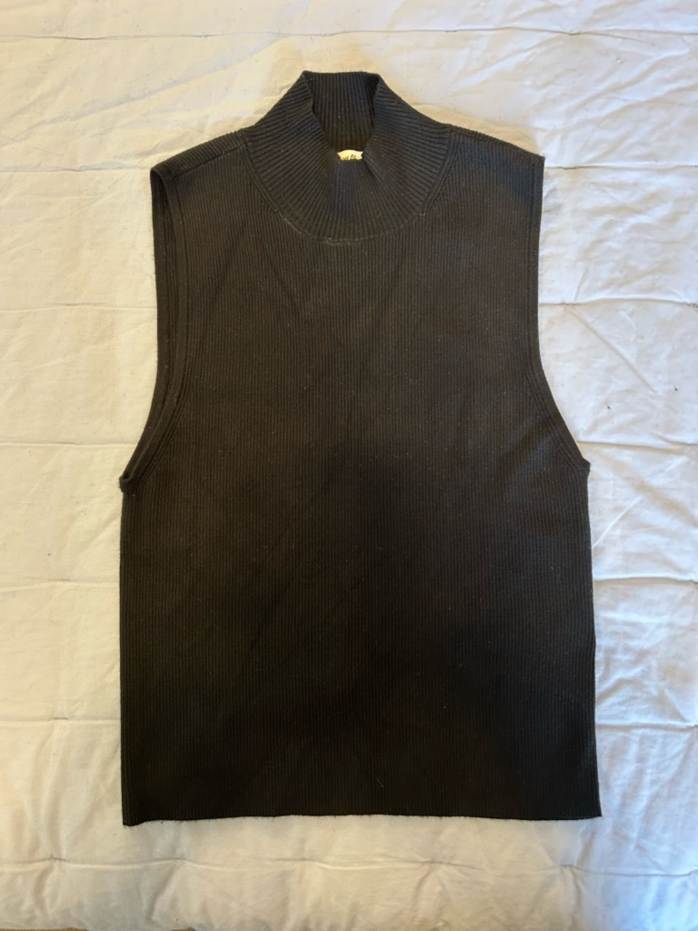 Madewell SZ M EUC Sleeveless Mock Neck Ribbed Knit Top - Black